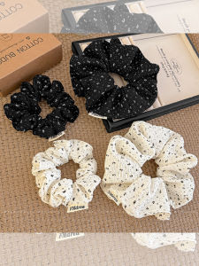 ยางรัดผมลายดอกไม้สีดำและสีขาว ยางรัดผมยืดหยุ่นสูงสำหรับผู้หญิง ไม่ทำลายผม ทนทาน ยางรัดผม ประดับผม ยางรัดผมแบบหนา