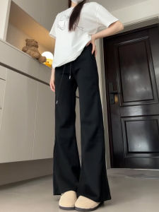 High Waist Flared Sports Pants Womens plus Size Wide Leg Casual Sweatpants Korean Style Commute Wind Cotton Blend