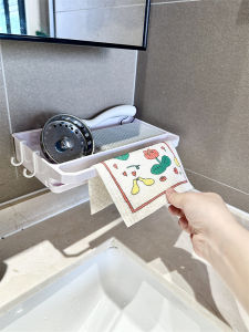 ชั้นวางผ้าขนหนูแบบติดผนัง ตะกร้ารองน้ำ ขวดน้ำ ลูกบอลเหล็ก ผ้าเช็ดจาน ชั้นวางของในครัวแบบไม่ต้องเจาะ