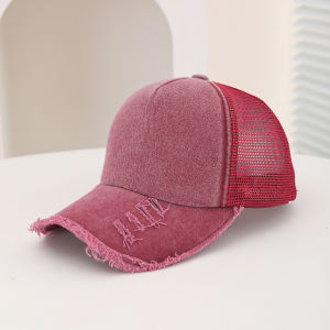 Fashionable and casual washable distressed distressed mesh baseball cap summer outdoor breathable frosted baseball cap