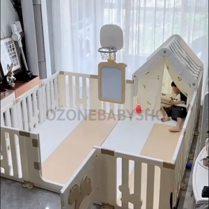 คอกกั้นเด็ก คอกกั้น ANGEL HORSE คอกแบบต่อ คอกกั้นเกาหลี คอกกั้นมีของเล่น มีแป้นบาสลูกบาส รุ่น บ้าน