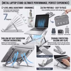 Metal Portable Foldable Laptop Stand Adjustable Notebook Holder Support For Macbook Pro Air Computer Tablet Base Desk