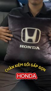 Chăn gối đa năng 2 trong 1 dành cho ô tô họa tiết hãng xe Honda Civic City CRV HRV in logo 3D chất liệu bông tuyết