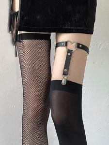 Stylish Minimalist Alloy Buckle Gothic Punk Leg Thinning Band PU Leather Adjustable Thigh Loop Strap Garter Women