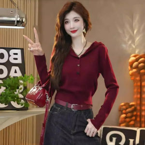 Trendy Elegant Loose Long Sleeve Hooded Knitted Sweater
