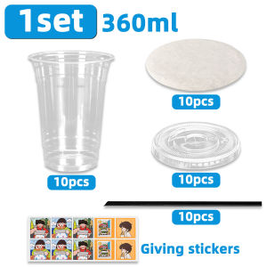 10PCS Transparent Plastic Straw Cup Clear Tumbler Straw Portable Cold Drink Water Cup For Iced Coffee Juice Travel Office Outdoo
