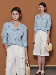 BEIQIANI | Business Style Summer New Cottony Lapel Shirt