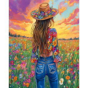 BILIBILI | Acrylic Paint By Numbers Back View Lady By Numbers on Canvas Coloring By Number for Adults Paint Digital Art