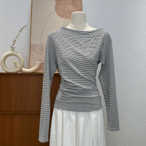 เสื้อยืดแขนยาวผู้หญิง ดีไซน์เก๋ไก๋ แขนกุด กระโปรงพับ เสื้อชั้นในบาง เอวสูง แฟชั่นฤดูใบไม้ผลิ ฤดูใบไม้ร่วง ฤดูหนาว