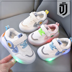 Sepatu Sneakers TOP AIR Lampu LED Anak usia 1 2 3 4 5 6 tahun / Sepatu Kets tali Perekat Anak Balita Cowok Cewek Motif Emoticon / Sepatu MENYALA Anak Laki-Laki Perempuan Fashion Sporty / Sepatu Baby Casual Wanita Pria Sol Menyala / Sepatu Anak LED Trendy
