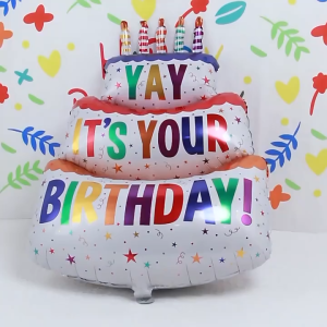 Three-Layer Birthday Cake Aluminum Foil Balloon for Party Decoration Perfect Birthday Celebration