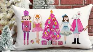 PANDICORN Christmas Throw Pillow Cover 12x20 Inch Pink Nutcracker Christmas Decor Christmas Tree Party Decorations Indoor Winter Holiday Lumbar Decorative Cushion Case for Home Living Room Sofa Couch