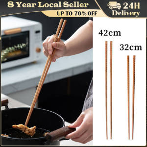 Japanese Extra Long Wooden Chopsticks Polished Beech Wood Fried Food Noodle Anti-slip Chopsticks Kitchen Cooking Tools