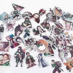 Bandai | 1 Pack Anime Sticker Demon Slayer Action Figures Kamado Tanjiro Akaza Kokushibo Model Decorative Supplies Gift Toy