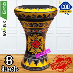 Dumbuk Batu Atau Darbuka Kayu 8 inch Hitam Gold Power Beat Hitam