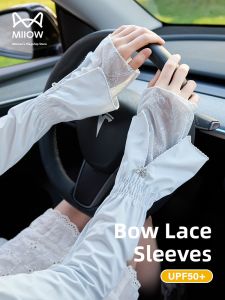 MiiOW | Catwoman Butterfly Knot Lace Ice Sleeve Womens Sun Protection 2025 New Style Breathable Outdoor Nylon Sleeve Gloves