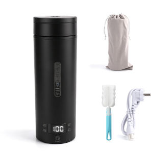 Bình Đun Nước Điện Di Động Bằng Thép Không Gỉ 500ML Màn Hình Cảm Ứng Kỹ Thuật Số Giữ Nhiệt 6-12 Giờ Dành Cho Nam Giới