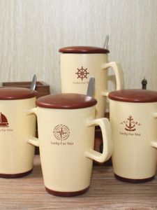 Creative Ceramic Cup Boat Steering Wheel Design Lucky Sailor Brother Mug Nordic Style 301ml-400ml Capacity Chinese Made