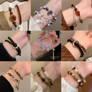 New Chinese Style Bamboo Node Beaded Woven Bracelet Womens Fashion Jewelry Lightweight Luxury Small Niche Hand Cord