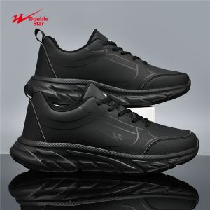DOUBLE STAR | Waterproof Slip-resistant Shock Absorbing All Black Sports Shoes