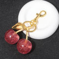 Delicious Crystal Red Pink Cherry Keychain Summer Fruits Cherries Pendant Keyring For Women Men Jewelry Bag Key Accessories Gift. 