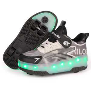 Invisible Four-Wheel Roller Skates Walking Shoes for Children And Teenagers with Brake Wheels Sports Fitness Extreme Sports