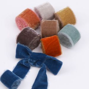 1m/roll Flocking Hand Teared Velvet Ribbon DIY Cake Gift Decoration Wedding Invitation Bracelet Flower Hand Teared Velvet Ribbon