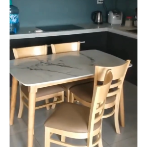 BỘ BÀN ĂN 4 GHẾ GỔ CAO SU BỘC NỆM SIMILI CAO CẤP.