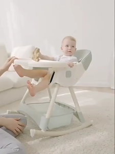 High Chair for Baby Feeding Backrest curve Foldable  Adjustable Height Removable Tray Foldable (for 6 to 36 months)