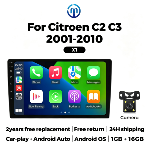NAVIFLY&MEKEDE 4 Core Car Radio Android OS For Citroen C2 C3 2001-2010 2Din Multimedia Players Wireless Carplay Auto GPS WIFI FM