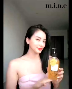 Sữa saffron thảo mộc hương nước hoa nhũ vàng MINE Perfumed Shower làm sạch dưỡng ẩm sáng da chống lão hoá kháng khuẩn khử mùi