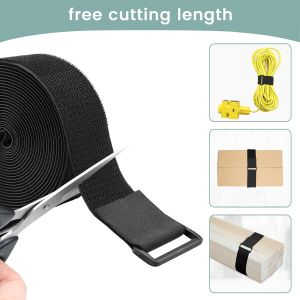 Hook and Loop Cable Ties Black Nylon Hooks and Loops Reusable Long Cable Ties for Storage or Organization Clean and Tidy
