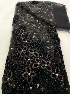 Luxury African Sequins Beaded Lace Fabric 2026 High Quality Lace 5 Yards 3D French Lace Fabric Nigerian Net Lace Fabrics Party