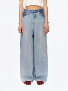 ANN ANDELMAN | Casual Straight Loose Two-Tone Vintage Jeans Long
