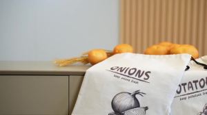 Reusable Onion Potatoes Storage Bag Large Drawstring Canvas Storage Bags With Side Zipper Keep Fresh Vegetable Fruit Organizer