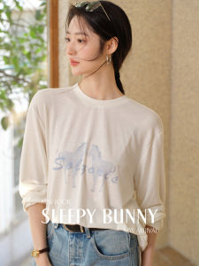 Pastel Horse Print Round Neck Loose Fit T-Shirt