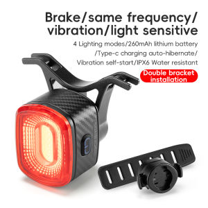 RockBros | ROCKBROS Bicycle Smart Brake Taillight Same Frequency Induction Bike Rear Light Type-C Waterproof MTB Road Cycling Warning Light