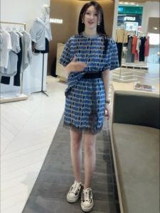 Luxurious Floral Print Dress Set Small Fragrance Style Summer New Arrival Womens Korean Fashion plus Size Polyester Fiber