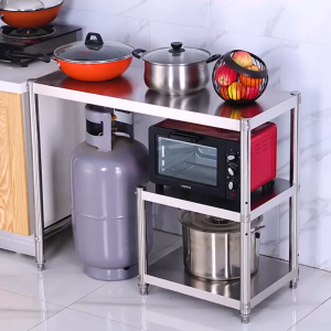 Kitchen Storage Rack Organizer Layer Stainless Steel Gas Stove Rack Shelf Heavy Duty Microwave Oven Rack