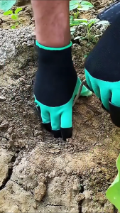 ถุงมือขุดดินทำสวน ขนาด13x25.5ชม. สีเขียว-ดำ