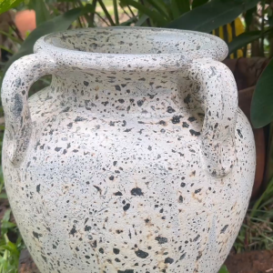 Flowerpot กระถางโอ่งดินเผาโบราณ สีวินเทจเก่า ๆ มีหู 4 หู ขนาด 32 x 36 cm.