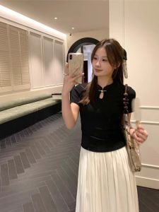 PEIXI | Stylish Retro & Traditional Elegance Stand Collar Short Sleeve T Shirt