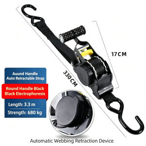 Heavy‑Duty Auto Retractable Ratchet Tensile Strength Automatic Roll‑Up Tie‑Down Straps for Motorcycle Pickup Truck Cargo Fixing