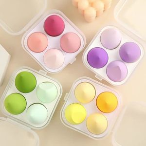 Bộ 4 Miếng Bọt Biển Trang Điểm Đa Năng Dùng Được Cho Kem Nền & Kem Dưỡng Dùng Được Khi Khô Và Ướt Bông Phấn Mềm Mại Dụng Cụ Trang Điểm Mặt.