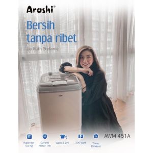 COD Arashi Mesin Cuci Mini Portable AWM 451A ( Garansi Mesin 1 Tahun ) Gratis Paking Buble Wrab