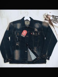 (COD) Jaket Jeans Black Sandwas Denim Tebal Desain Trendy M XL XLL