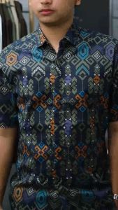 DGMFashion Kemeja Batik Pria Slim Fit Premium Pendek Songket Hijau 6130