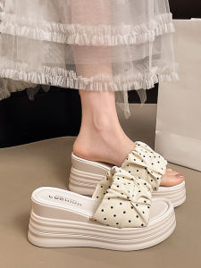 DIANCHA | Dot Pattern Wrinkled Platform Slipper Anti-slip