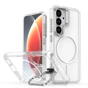 Ốp Lưng Chống Sốc Tích Hợp Giá Đỡ Từ Tính Trong Suốt Cao Cấp Cho Samsung S26/S25 Ultra/S24/S23 Plus A57/A37/A56/A17/A36/A55 - Bảo Vệ Màn Hình