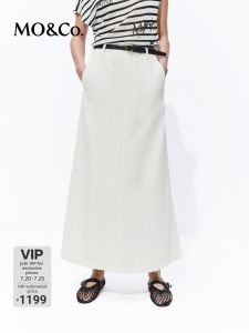 MO&Co. | New Summer Lightweight Cotton-Linen A-Line Denim Skirt